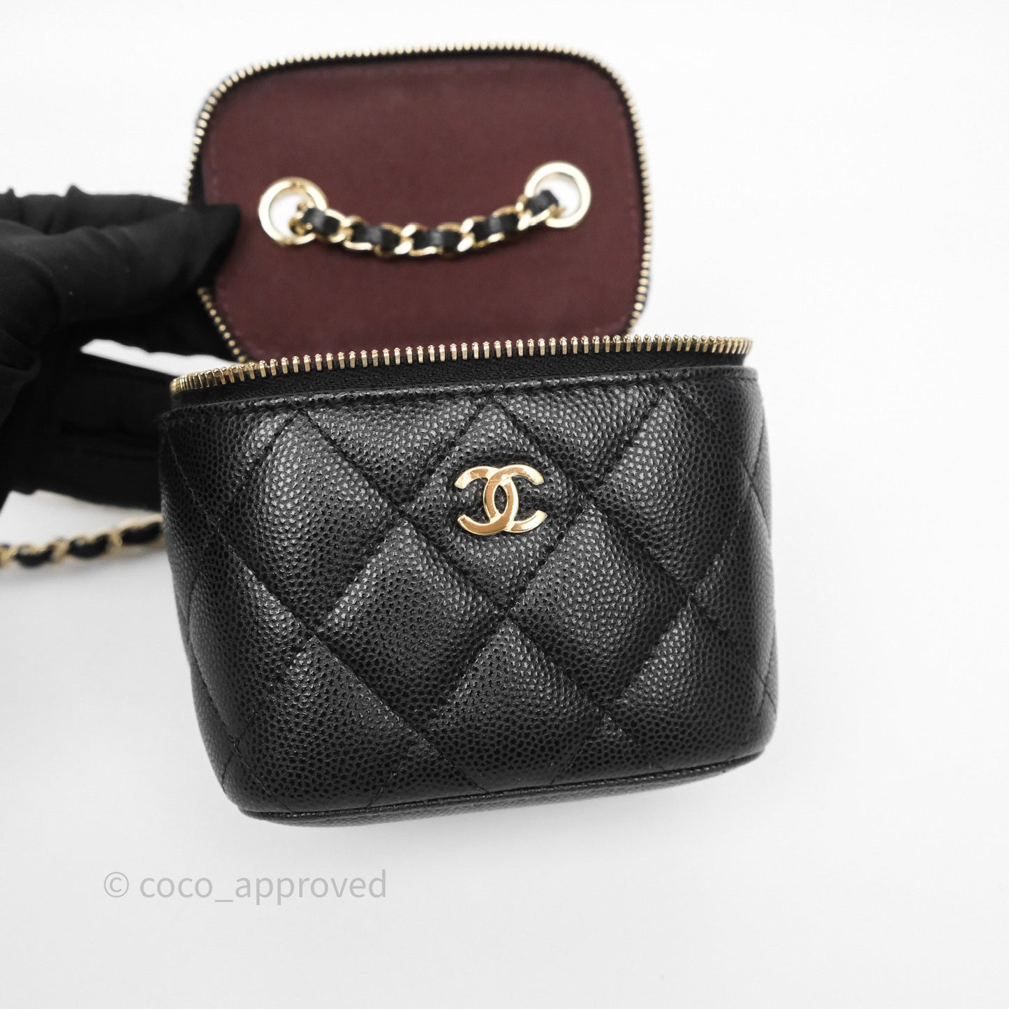 Chanel Mini Vanity With Chain Black Caviar Gold Hardware