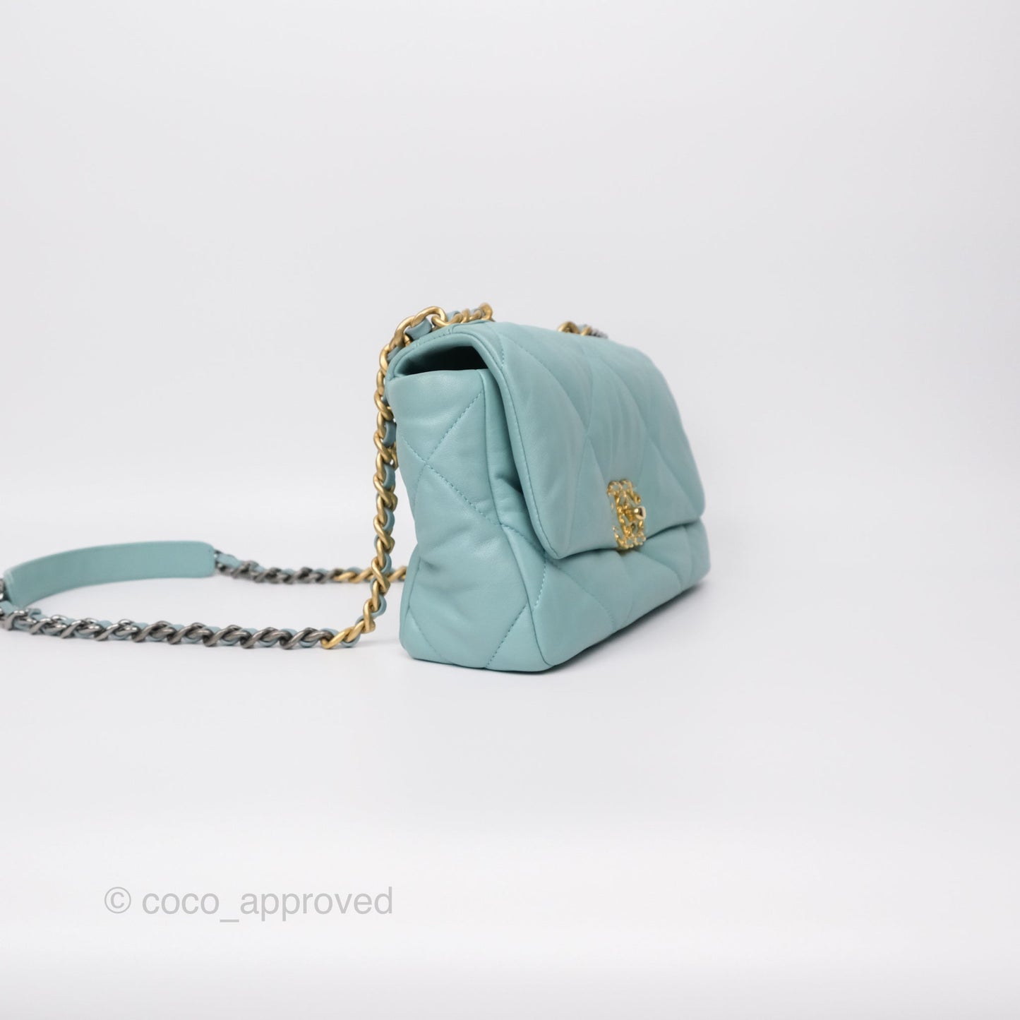 Chanel 19 Small Tiffany Blue Mixed Hardware