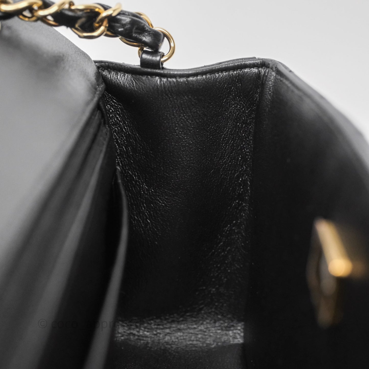 Chanel Quilted Mini Rectangular Black Lambskin Gold Hardware