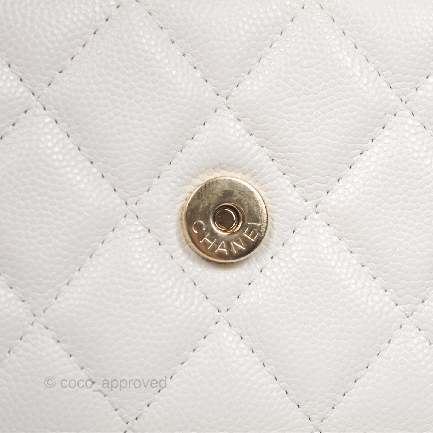 Chanel Quilted Mini Wallet on Chain WOC Ivory Caviar Gold Hardware