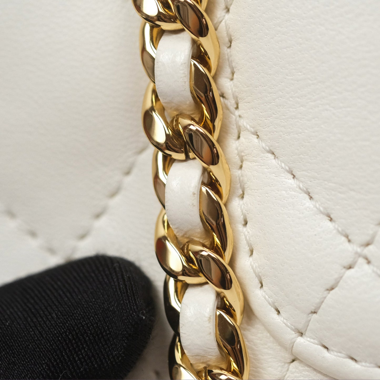 Chanel Top Handle Mini Flap Ivory White Lambskin Gold Hardware