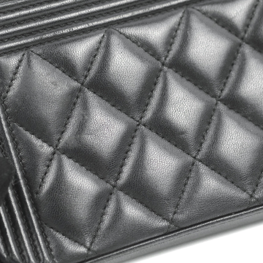 Chanel Le Boy Double Zip Wallet On Chain So Black Lambskin