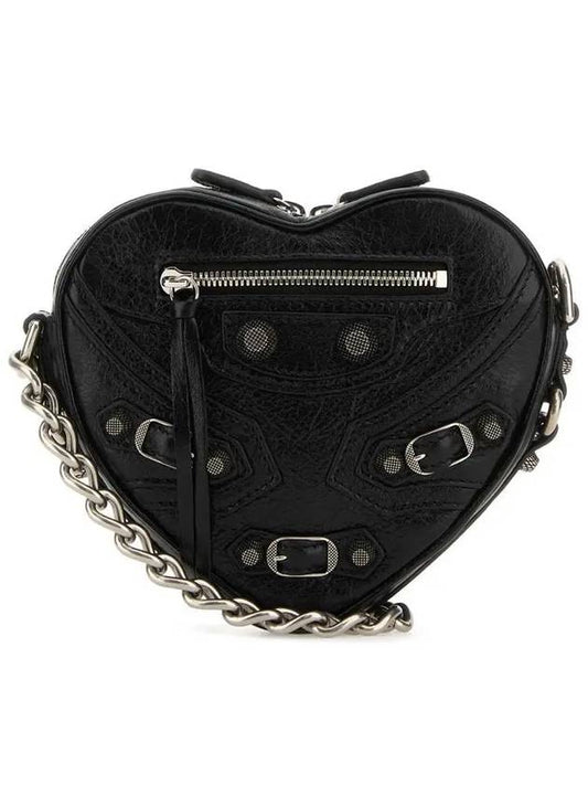 Luxury Balenciaga Le Cagole Heart Cross Mini Bag Black