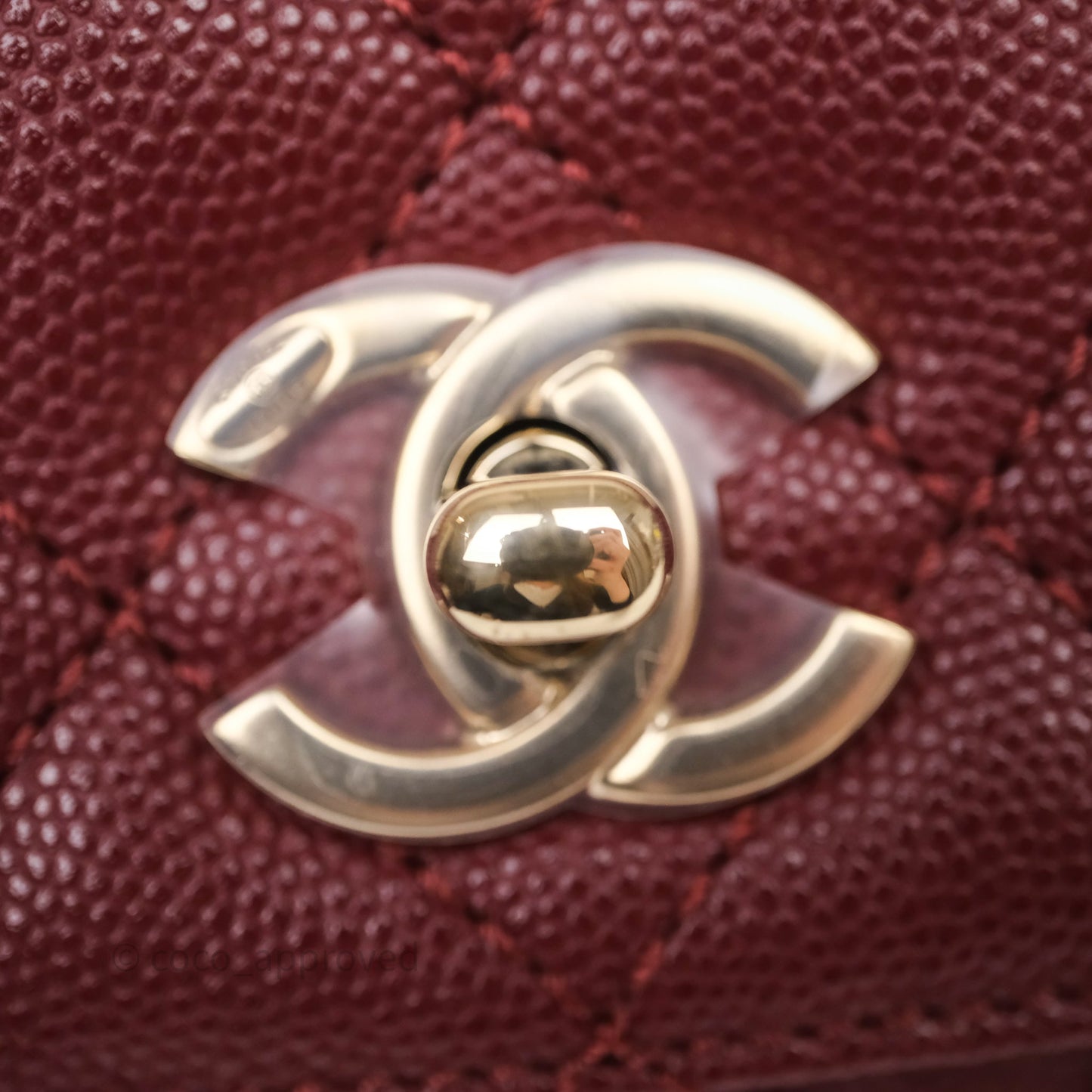 Chanel Small Coco Handle Quilted Red Burgundy Caviar Gold Hardware