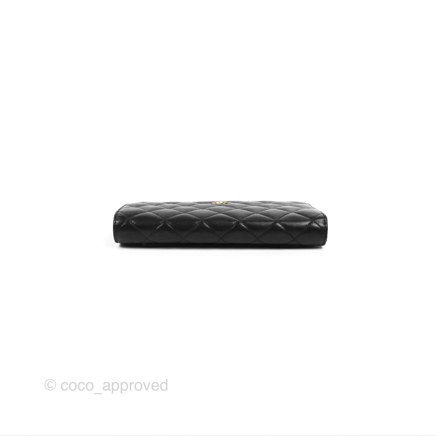 Chanel Classic Long Wallet Quilted Black Lambskin Gold Hardware