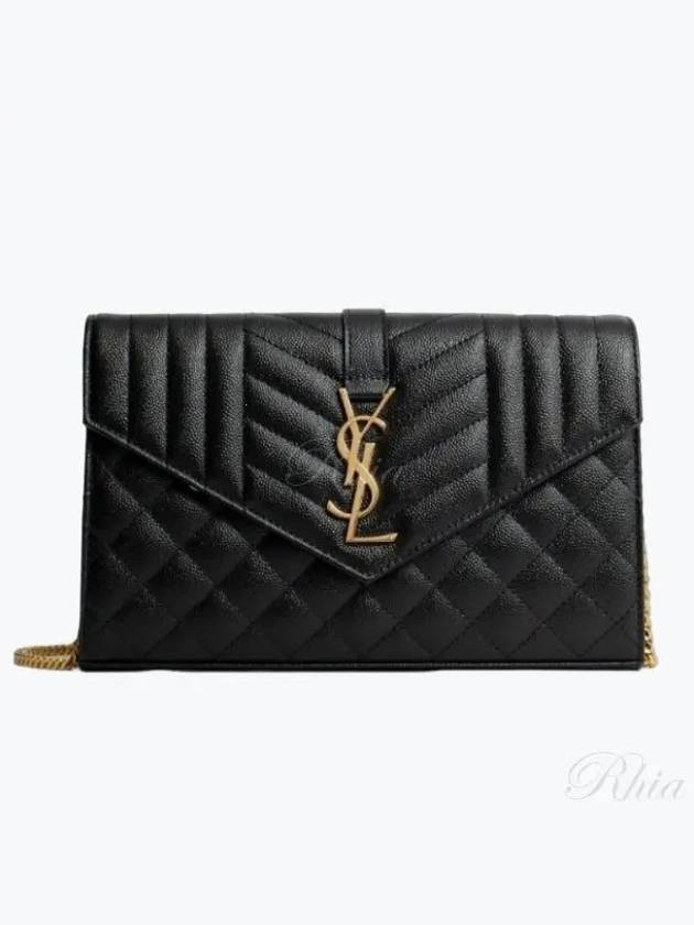 Luxury Saint Laurent Cassandre Monogram Chain Cross Bag Black