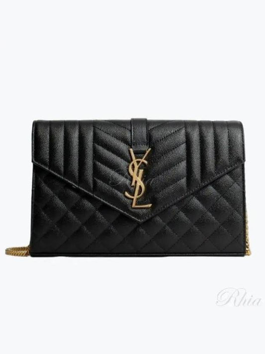 Luxury Saint Laurent Cassandre Monogram Chain Cross Bag Black