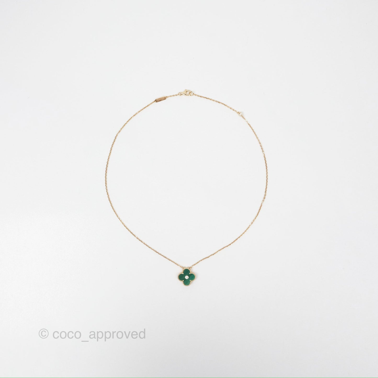 Van Cleef & Arpels Vintage Alhambra Holiday Pendant Malachite Diamond Yellow Gold