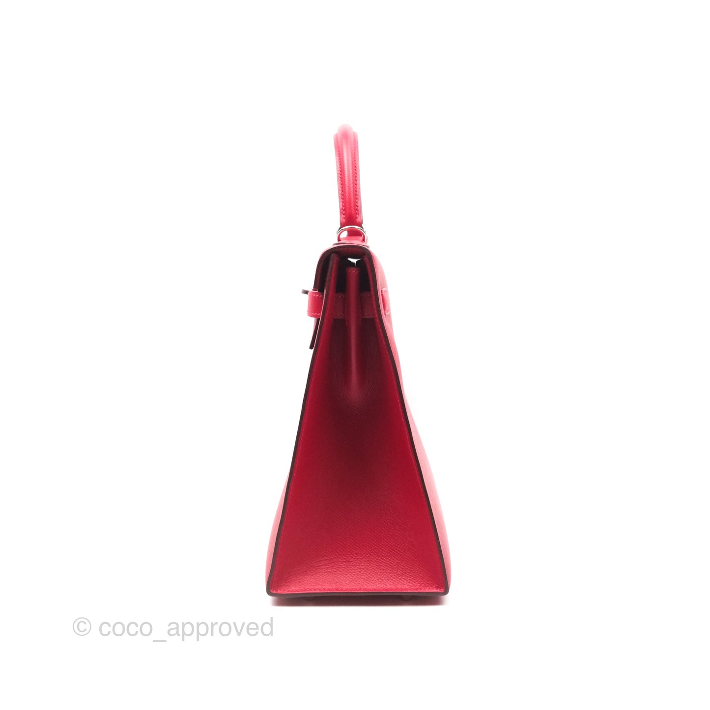 Hermès Kelly 32 Sellier Rouge Casaque Q5 Epsom Palladium Hardware