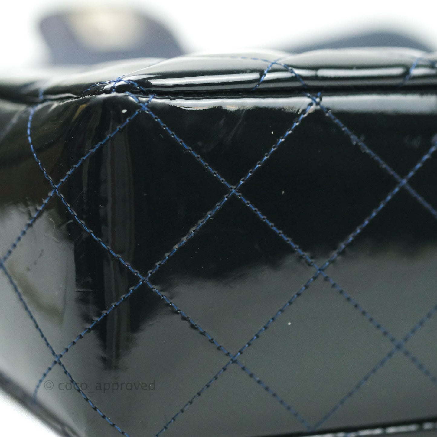 Chanel Jumbo Single Flap Teal Blue Patent Silver Hardware