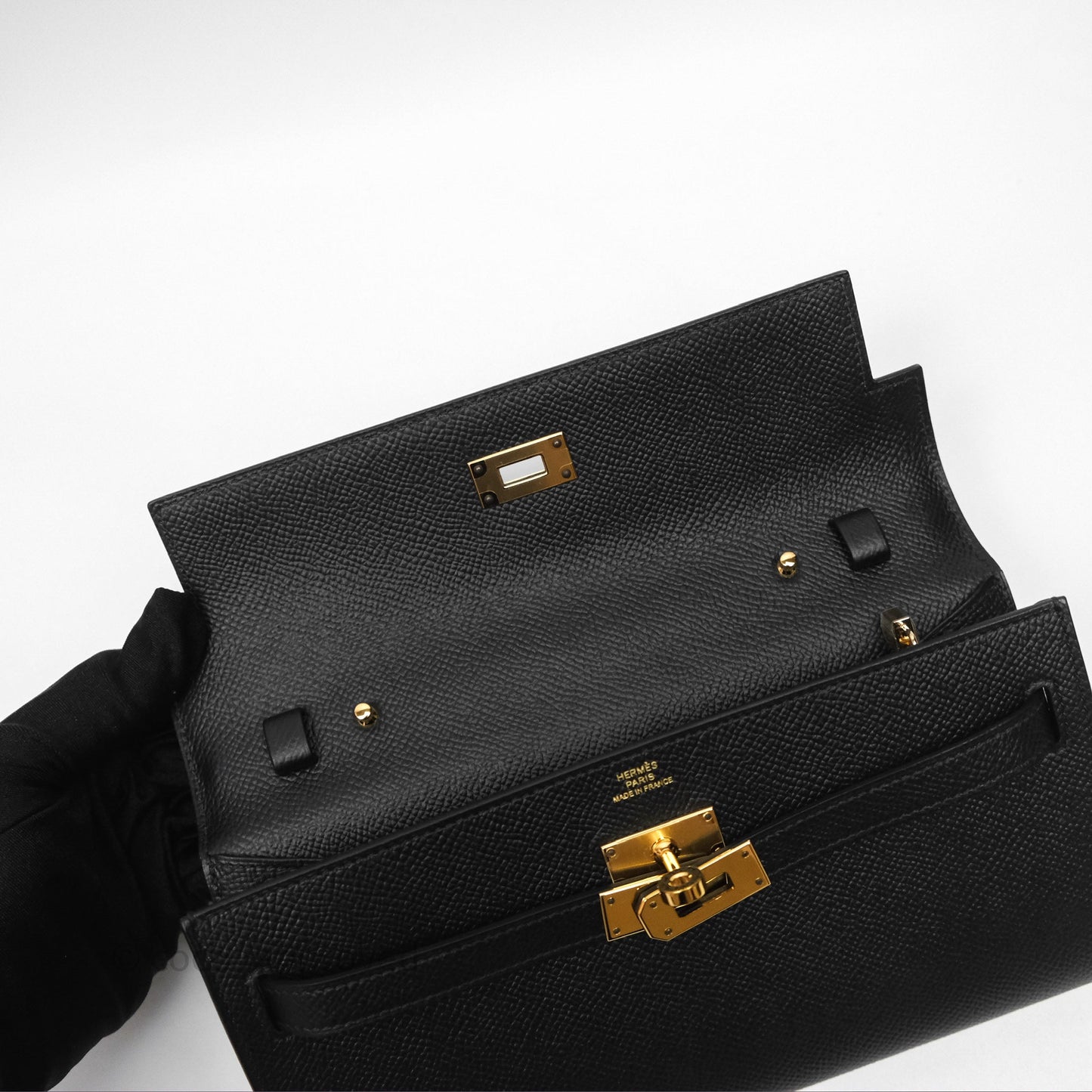 Hermès Kelly To Go Wallet Noir 89 Black Epsom Gold Hardware
