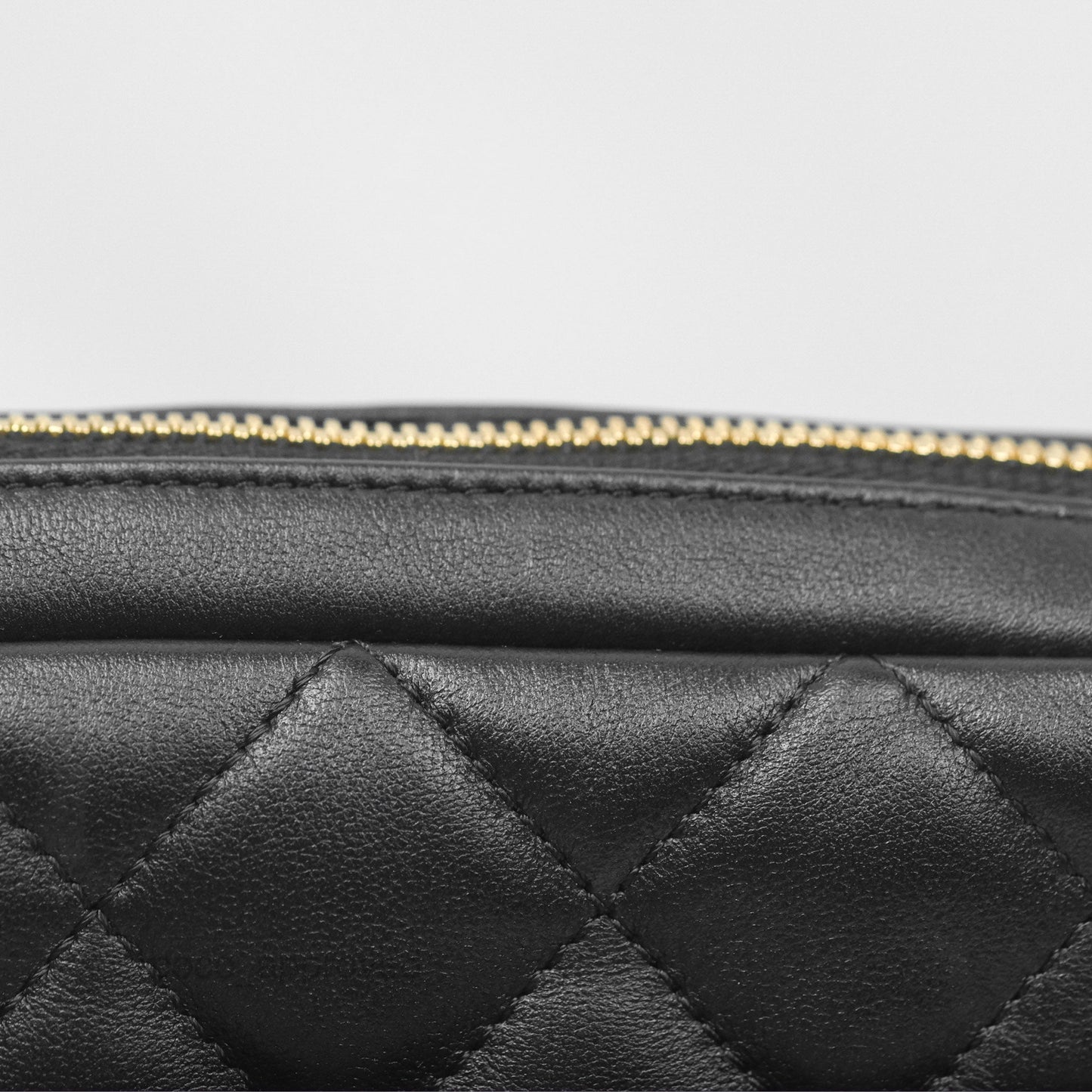Chanel Small Logo Camera Case Quilted Black Calfskin