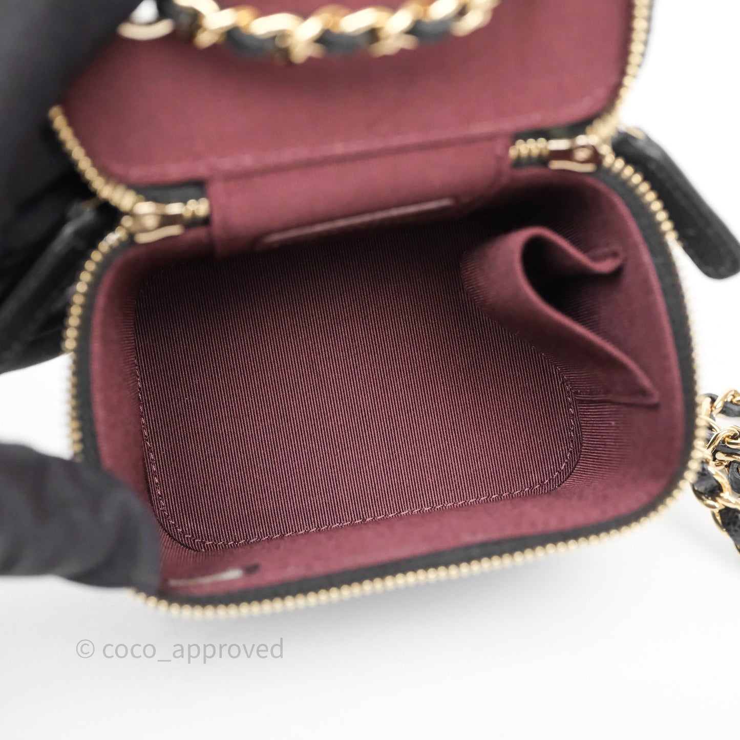 Chanel Mini Vanity With Chain Black Caviar Gold Hardware