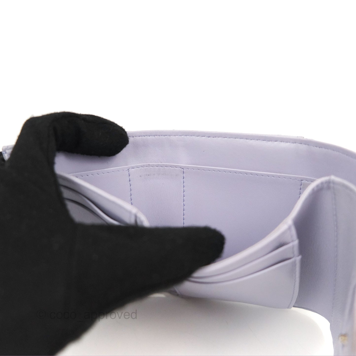 Chanel Classic Short Flap Wallet Lilac Caviar Silver Hardware