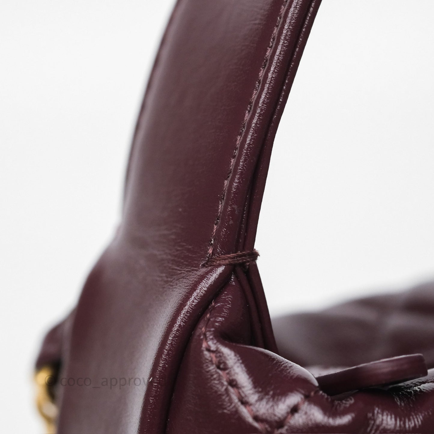 Chanel Mini Hobo Pouch Dark Burgundy Shiny Crumpled Calfskin Aged Gold Hardware