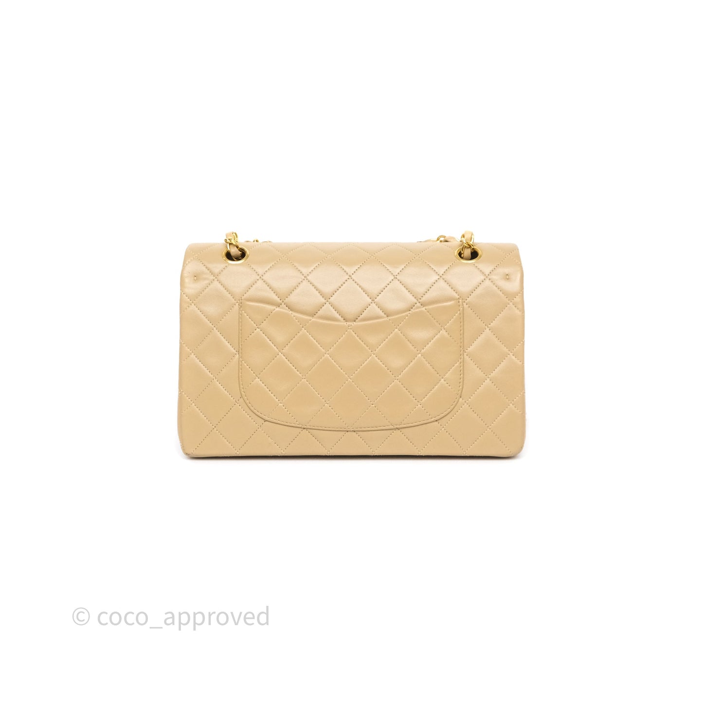 Chanel Vintage Medium Classic Flap Beige Lambskin 24K Gold Hardware