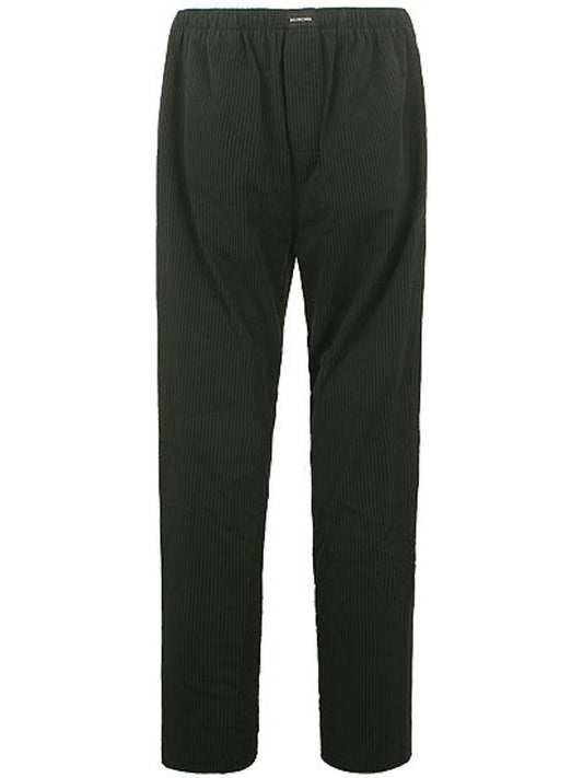 Luxury Balenciaga Striped Cotton Straight Pants Cypress Green