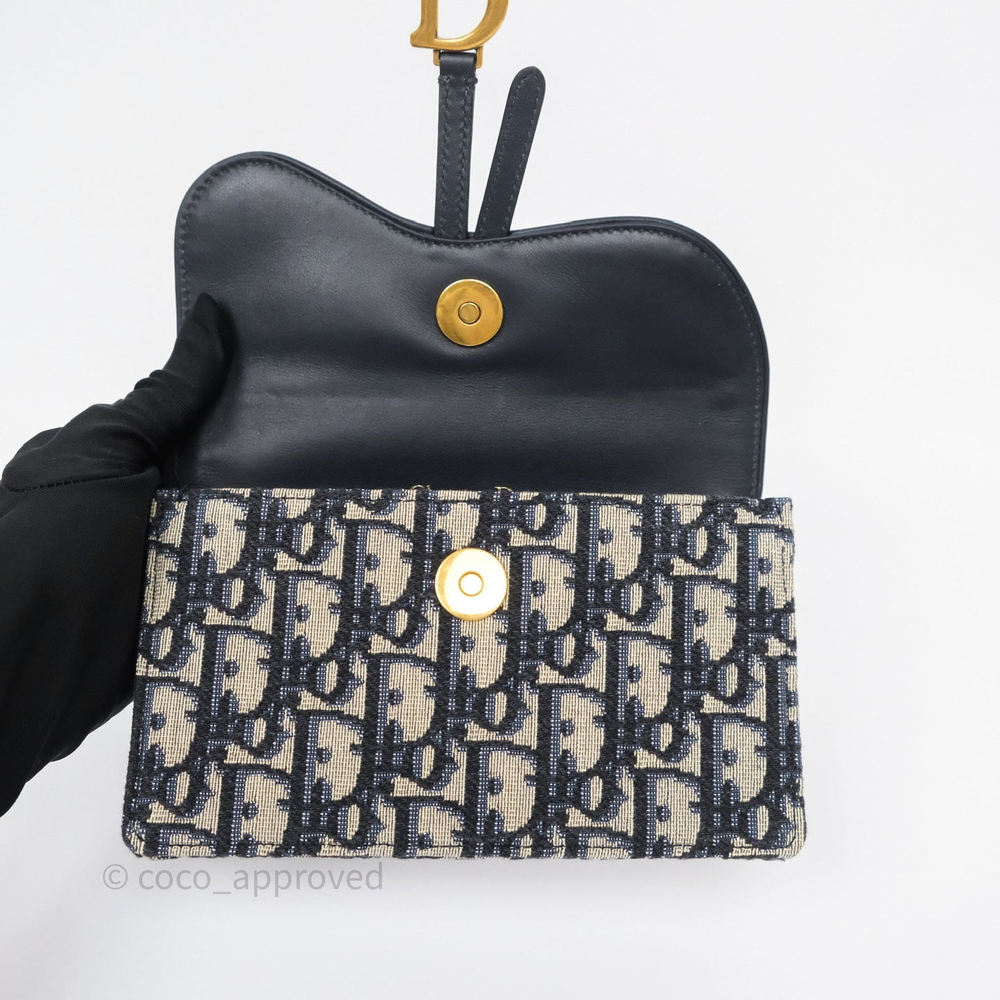 Christian Dior Blue Dior Oblique Jacquard Saddle Belt Pouch