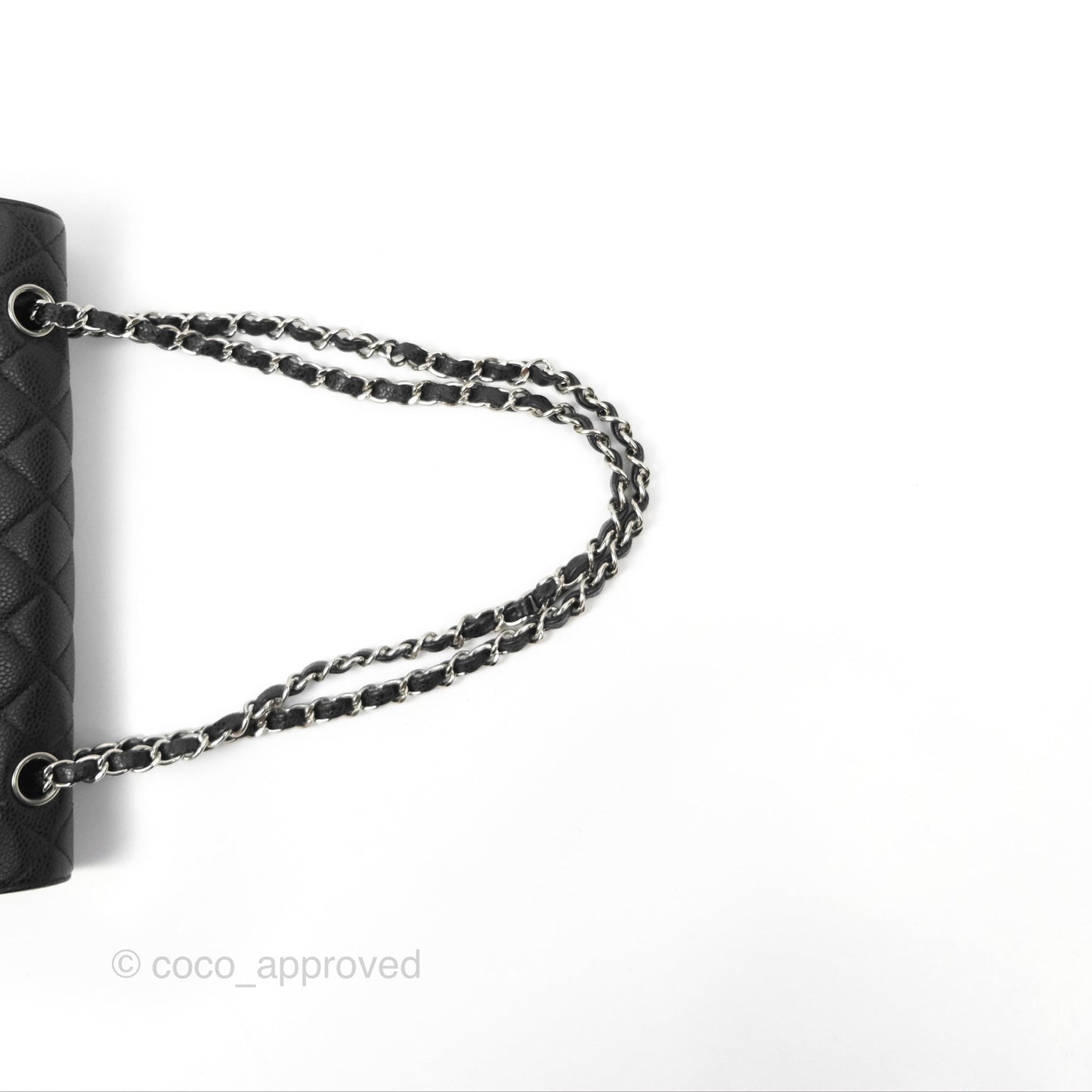 Chanel Classic M/L Medium Flap Quilted Black Caviar Silver Hardware