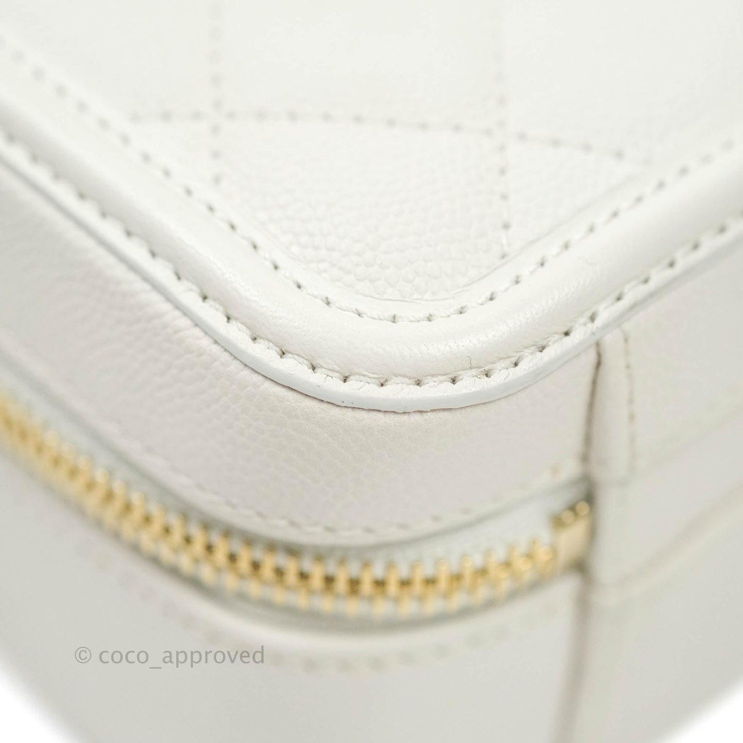 Chanel Quilted Small CC Filigree Vanity Case White Caviar