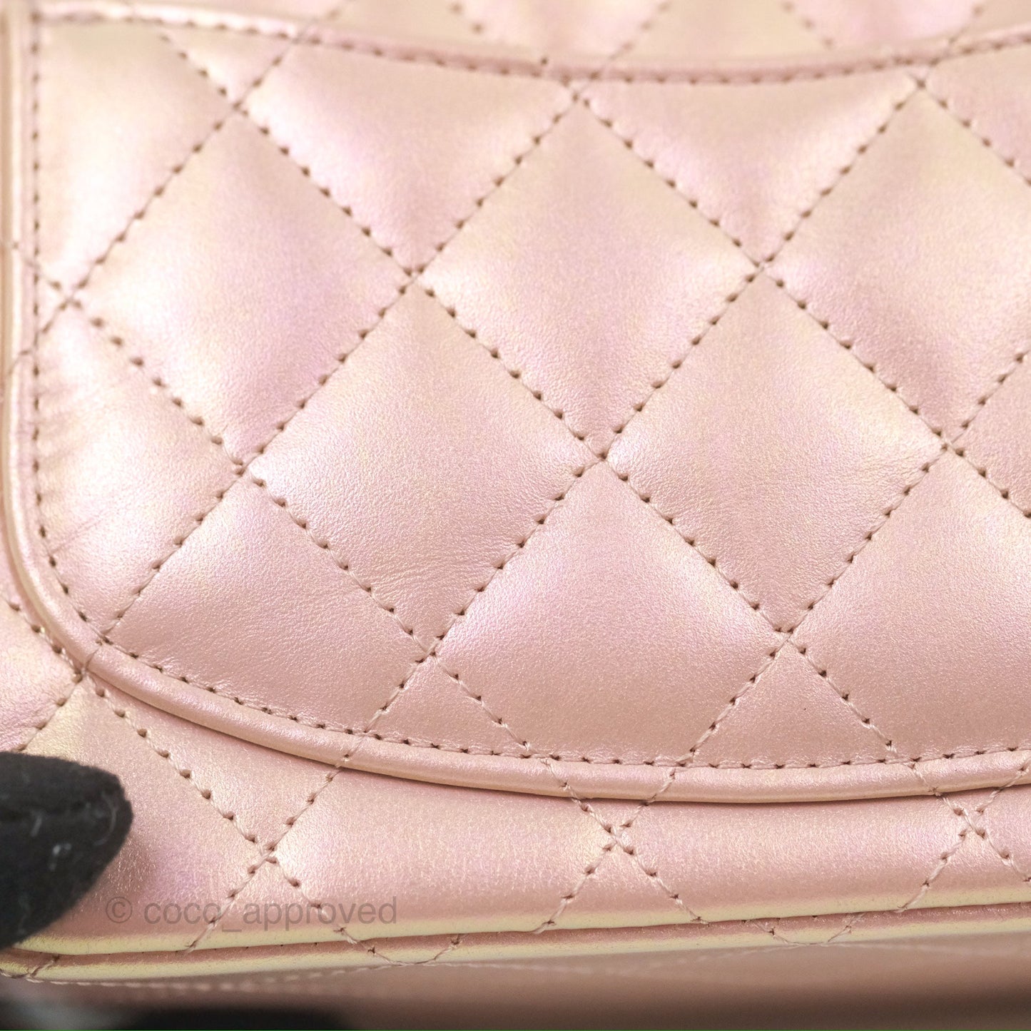 Chanel Mini Square Quilted Iridescent Pink Silver Hardware