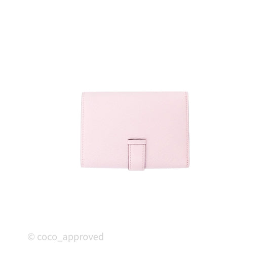 Hermes Bearn Trifold Compact Wallet Rose Darling M7 Chevre Mysore Palladium Hardware