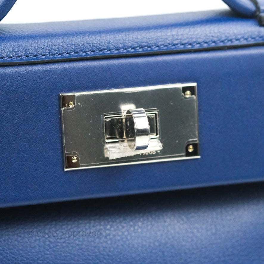 Hermès 24/24 21 Mini Bleu Saphir Evercolor/Swift Palladium Hardware