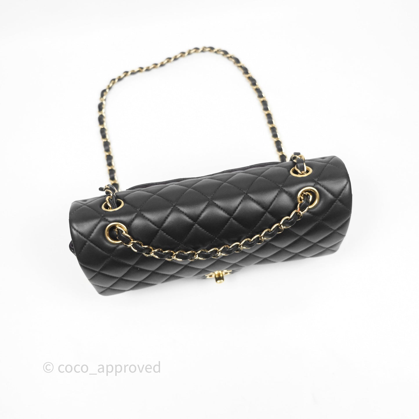 Chanel Classic M/L Medium Flap Quilted Black Lambskin Gold Hardware