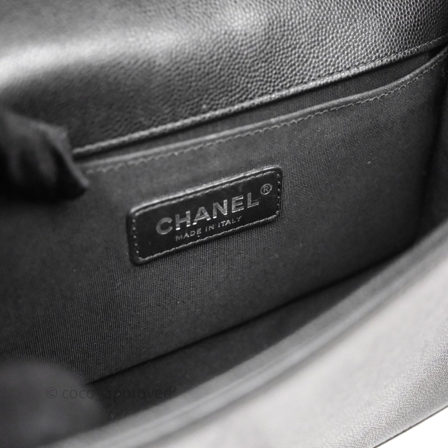 Chanel Medium Boy Chevron Black Caviar Ruthenium Hardware