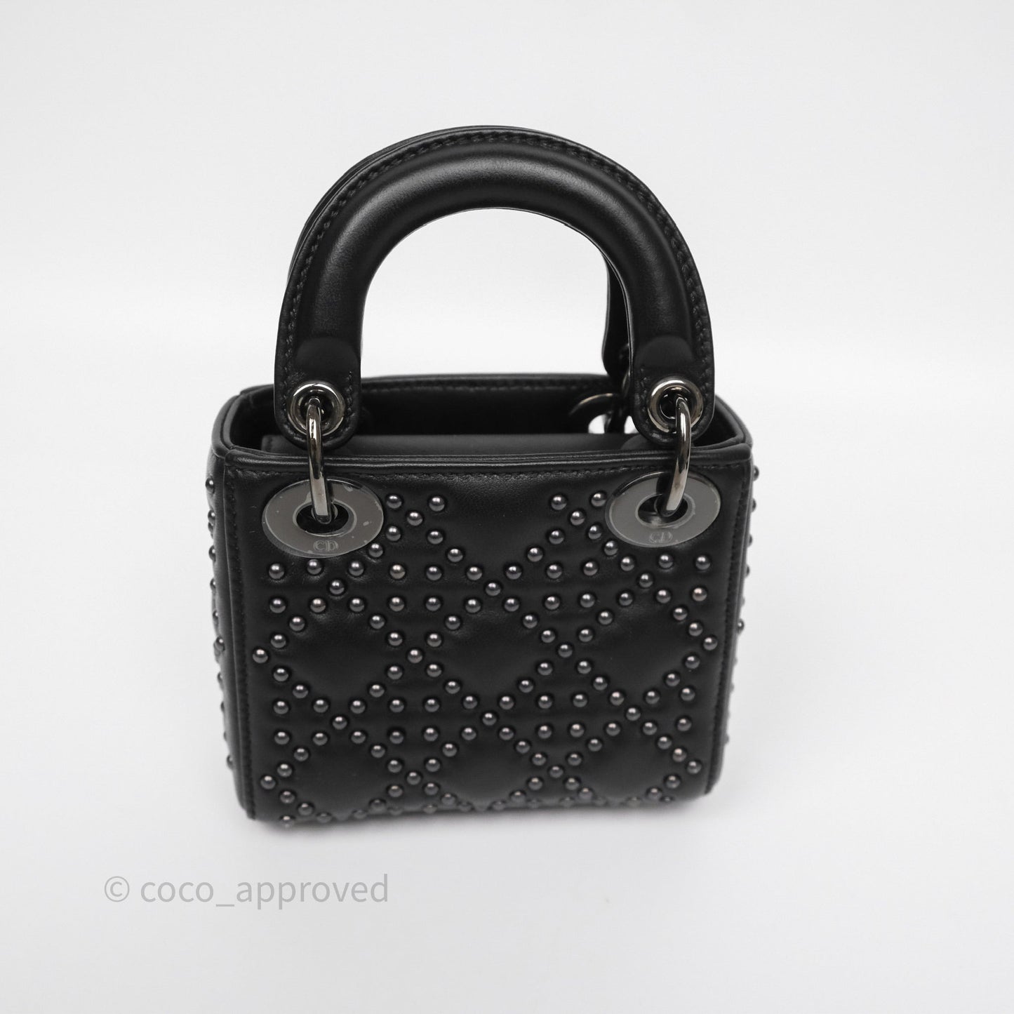 Christian Dior Micro Lady Dior Studded Cannage Black Lambskin