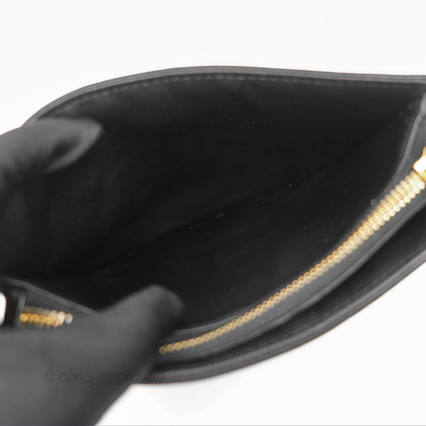 Dior Caro Zipped Pouch With Chain Black Cannage Calfskin