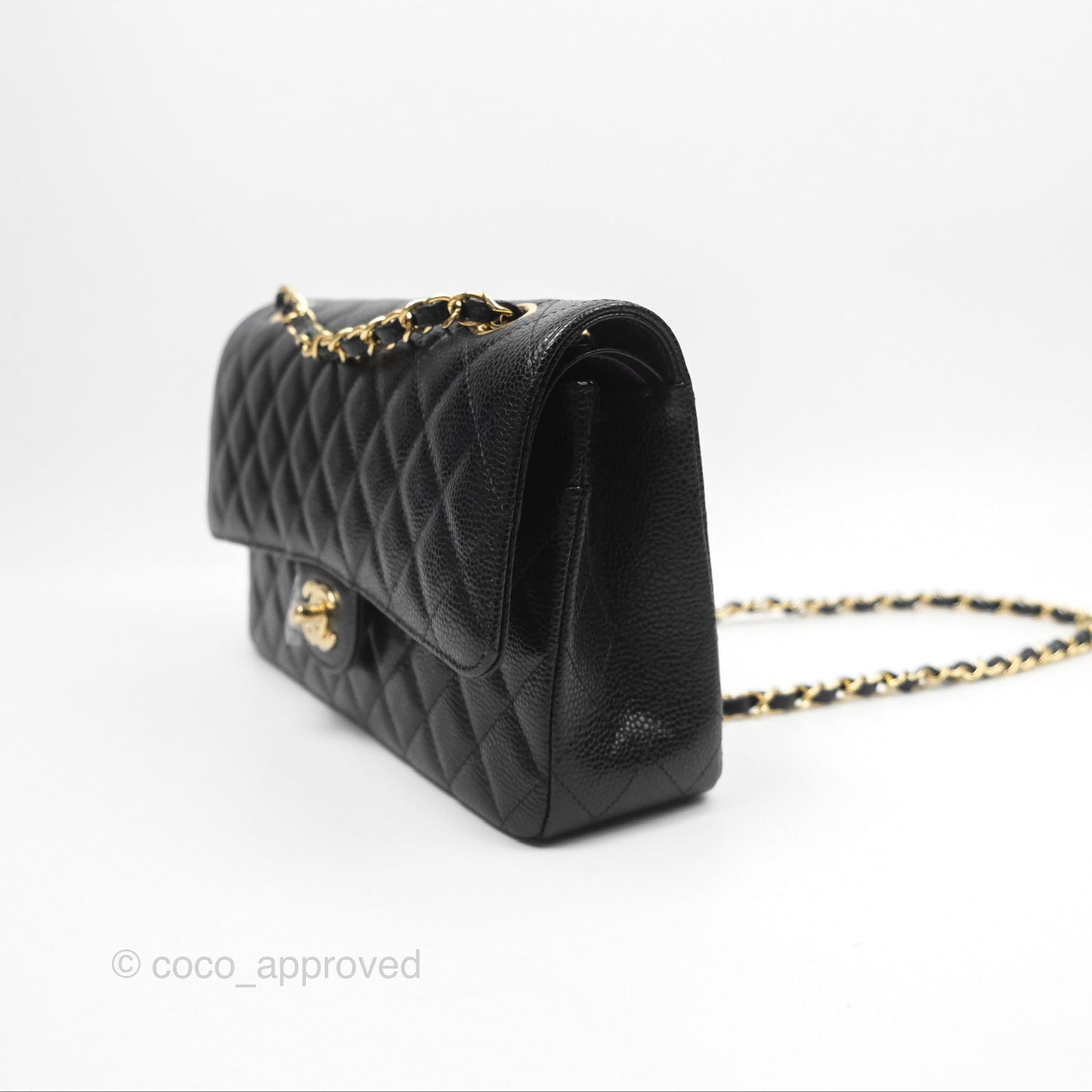 Chanel Classic M/L Medium Flap Quilted Black Caviar Gold Hardware