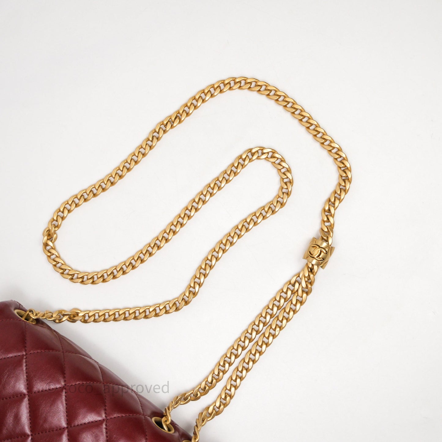 Chanel Small All Slide Adjustable Chain Flap Bag Burgundy Lambskin Aged Gold Hardware