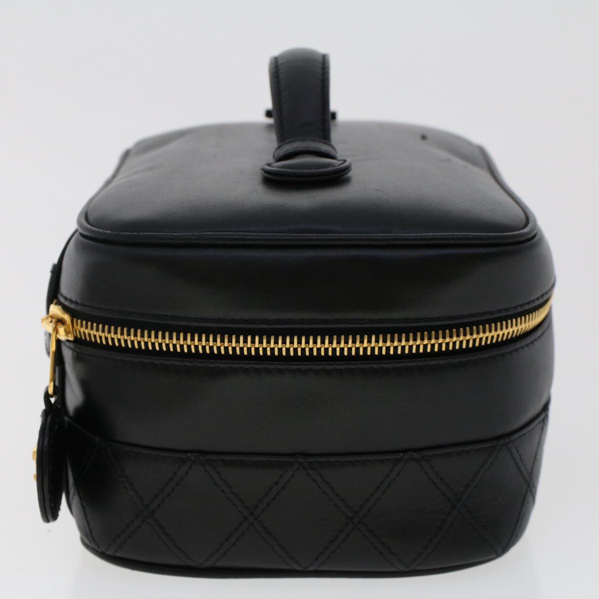 Luxury Chanel Vanity Cosmetic Pouch Lamb Skin Black CC  49400A