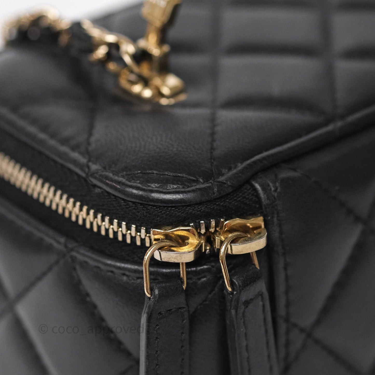 Chanel Crystals Top Handle Vanity Rectangular Black Lambskin Gold Hardware