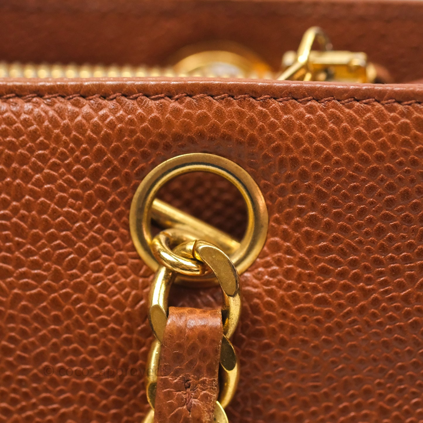 Chanel Vintage Tote Caramel Caviar 24K Gold Hardware
