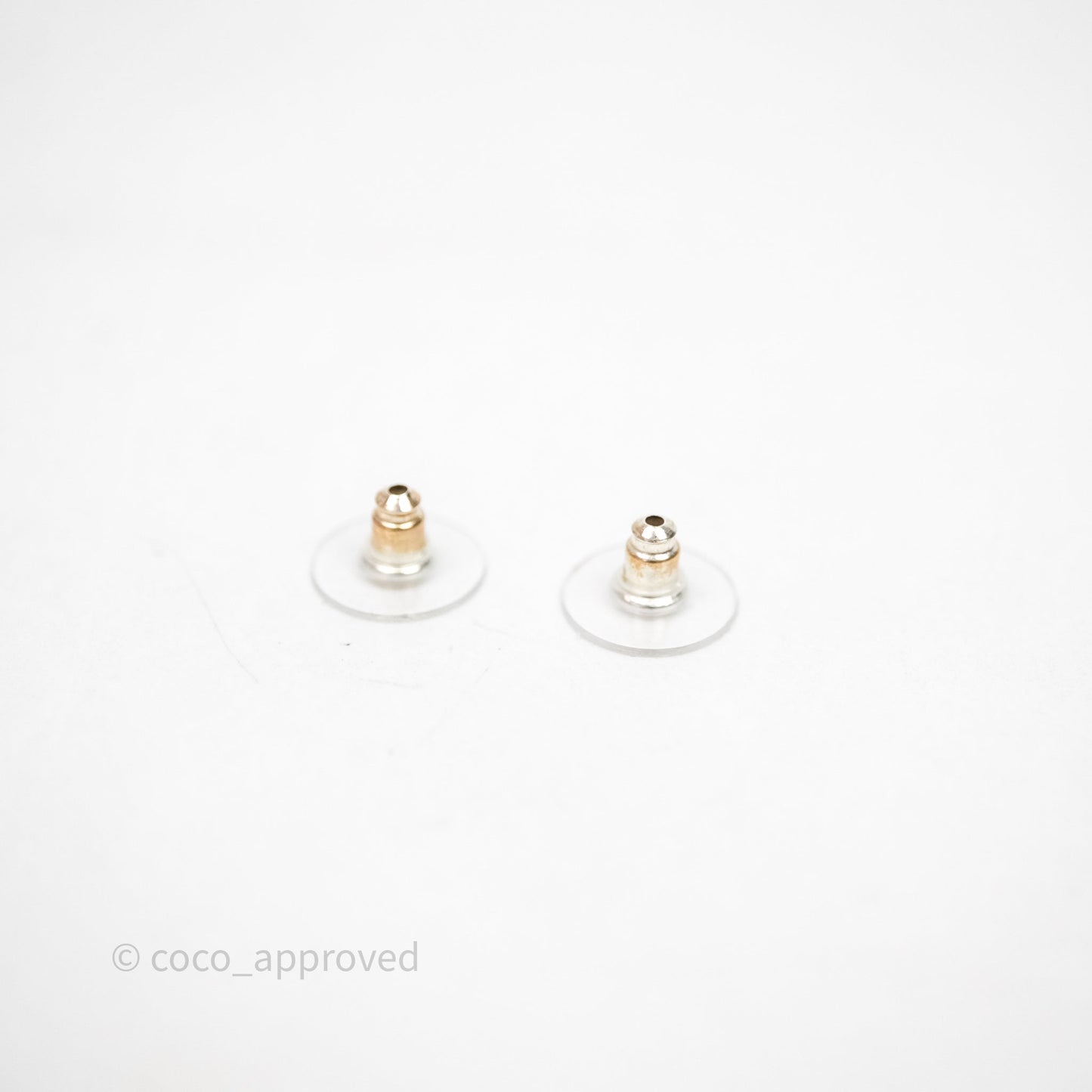 Chanel CC Crystal Square Drop Earrings Silver Tone 25C