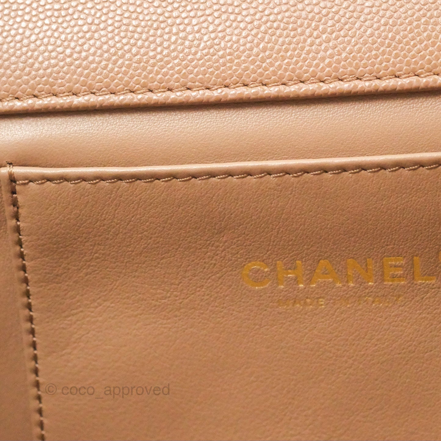 Chanel Coco First Dark Beige Flap Bag Caviar Gold Hardware 22K