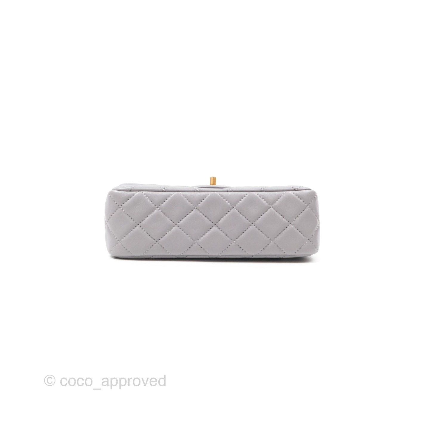 Chanel Mini Rectangular Pearl Crush Grey Lambskin Aged Gold Hardware