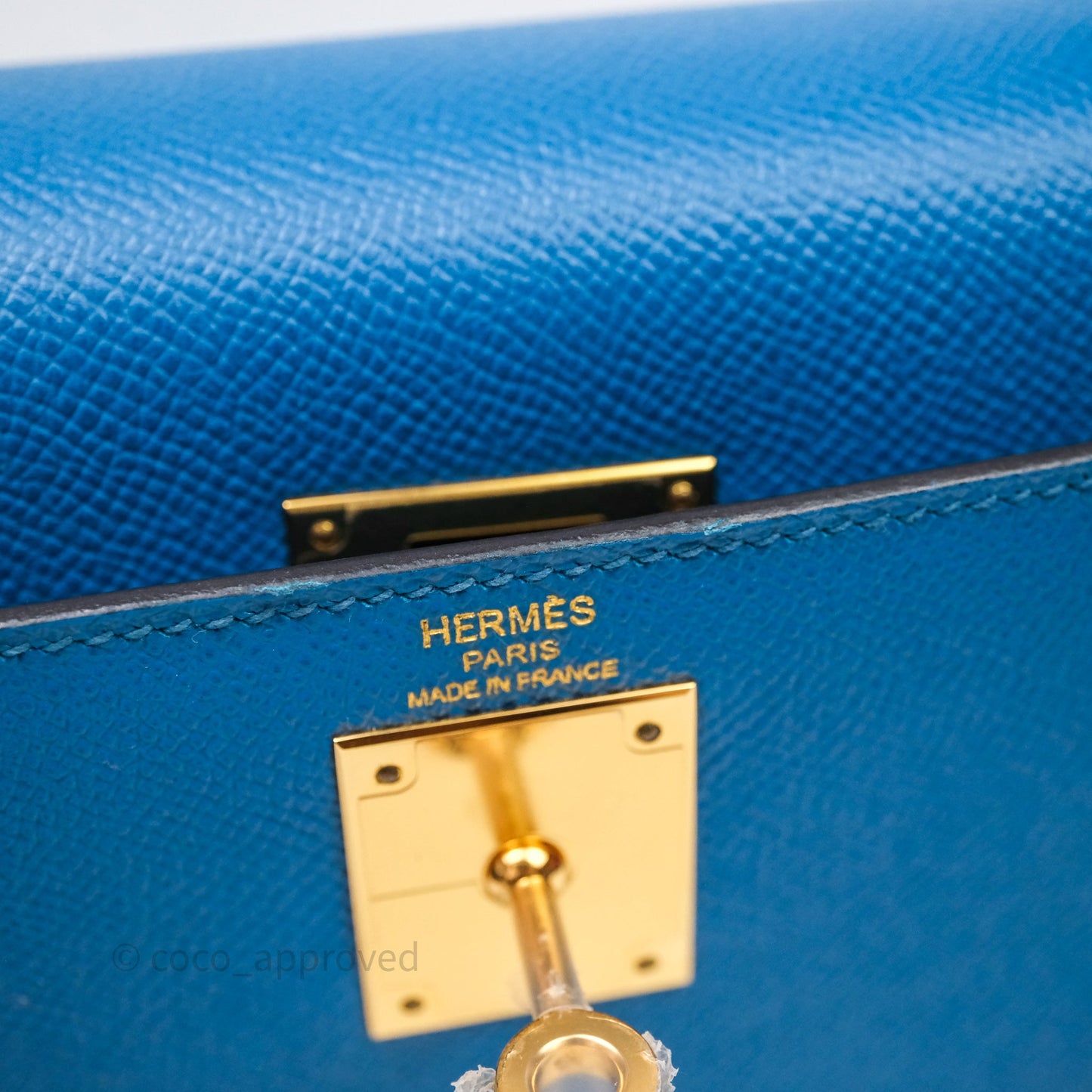 Hermès Kelly 28 Blue Epsom Gold Hardware
