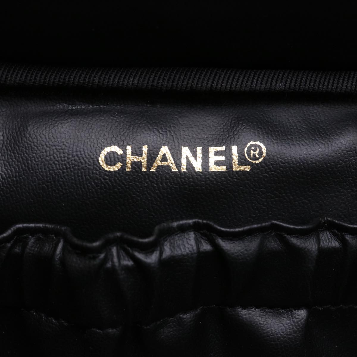 CHANEL Vanity Cosmetic Pouch Lamb Skin Beige CC  49478A