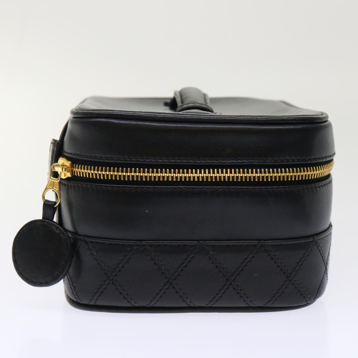 CHANEL Vanity Cosmetic Pouch Lamb Skin Beige CC  49478A