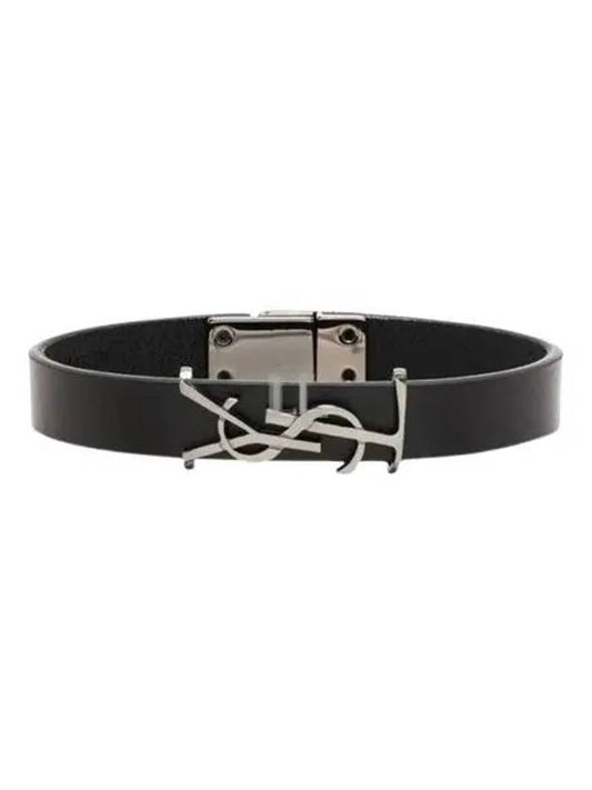 Luxury Saint Laurent Monogram Leather Bracelet Black