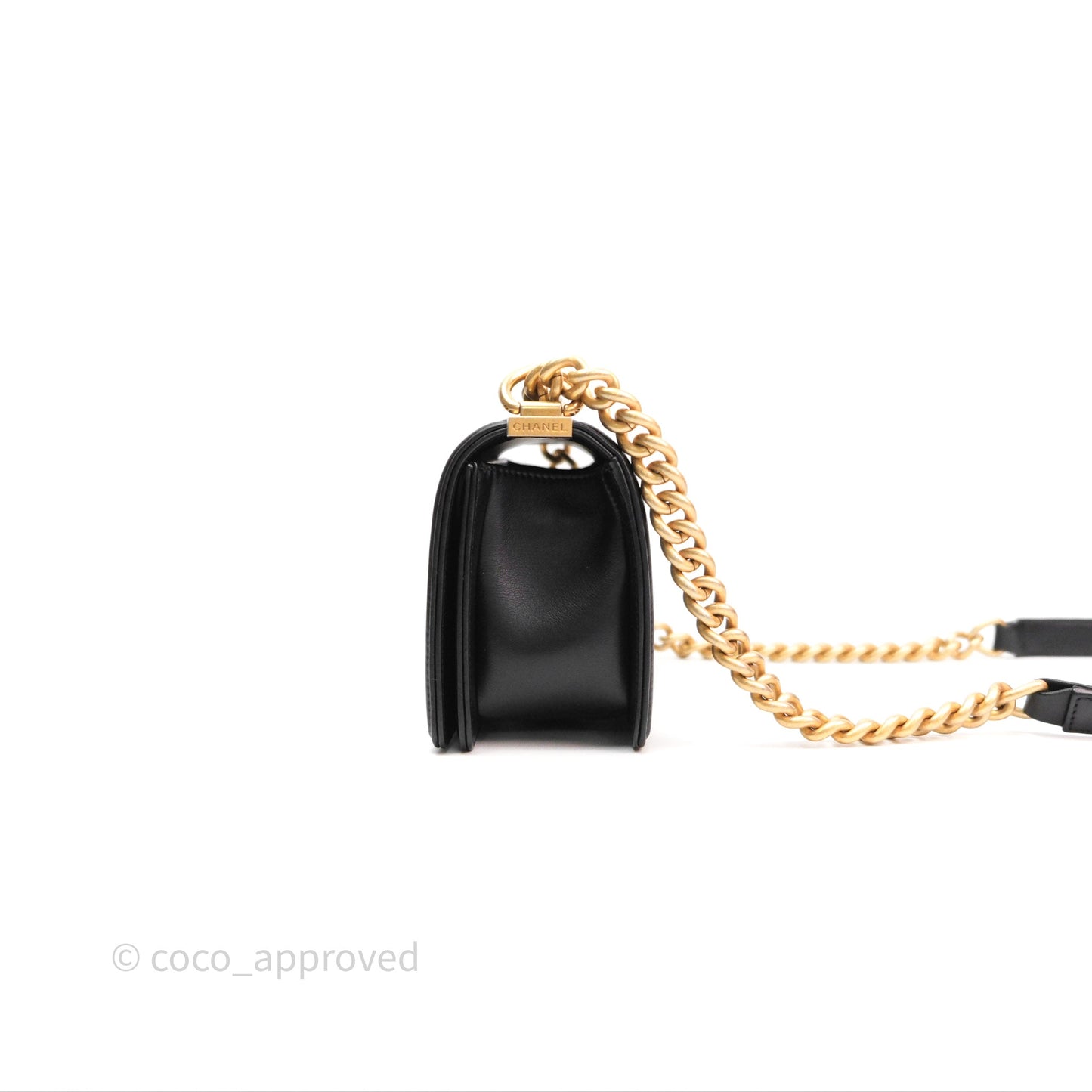 Chanel Small Boy Black Lambskin Aged Gold Hardware