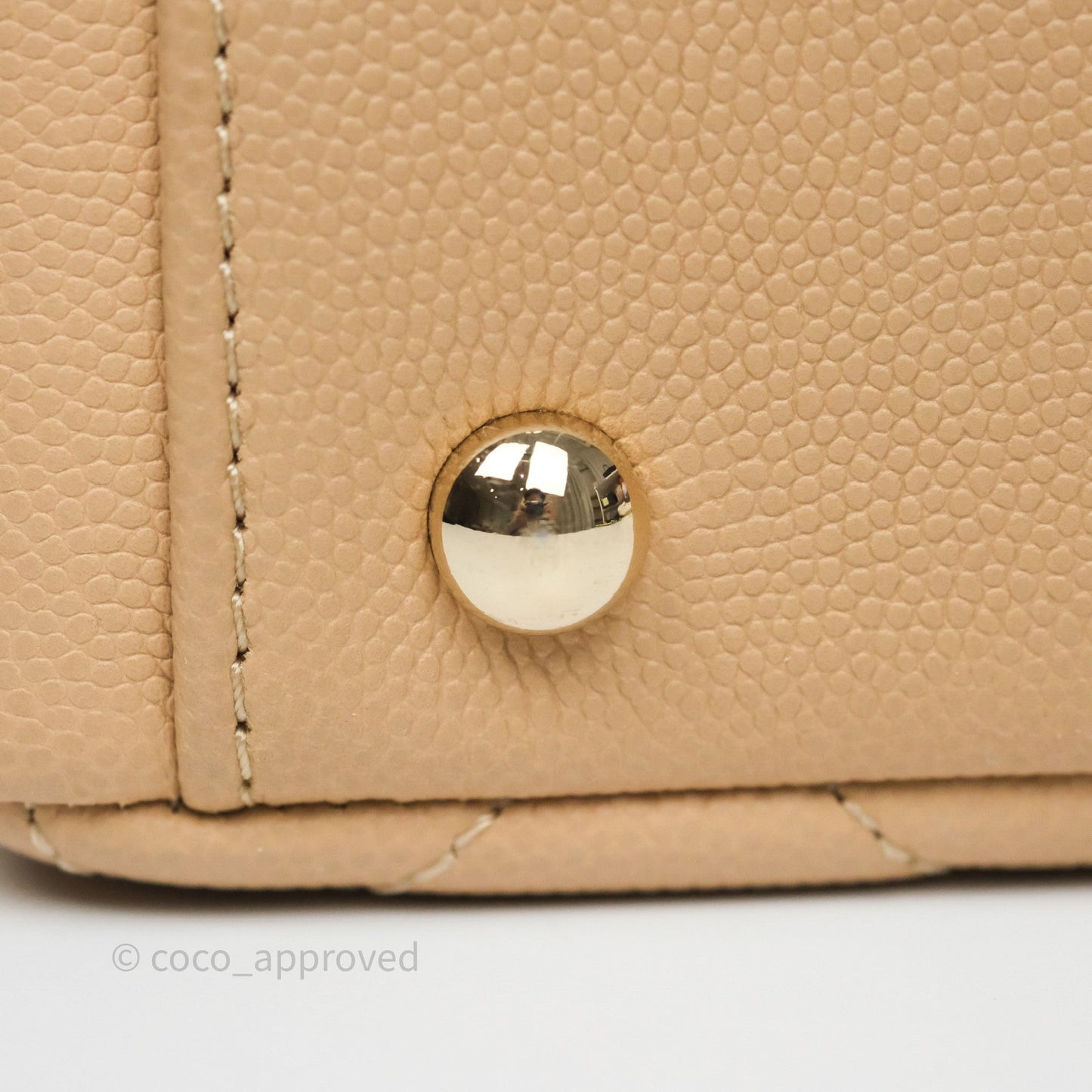 Chanel Small Business Affinity Flap Quilted Beige Caviar Gold Hardware
