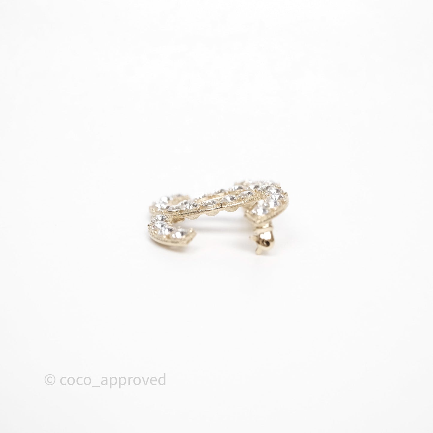 Chanel Crystal CC Brooch Gold Tone 19S