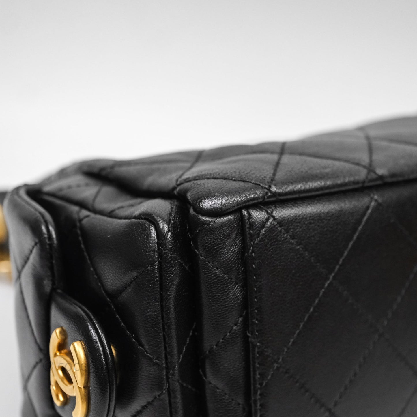 Chanel Small Quilted Trendy Double Pocket Hobo Black Lambskin Gold Hardware