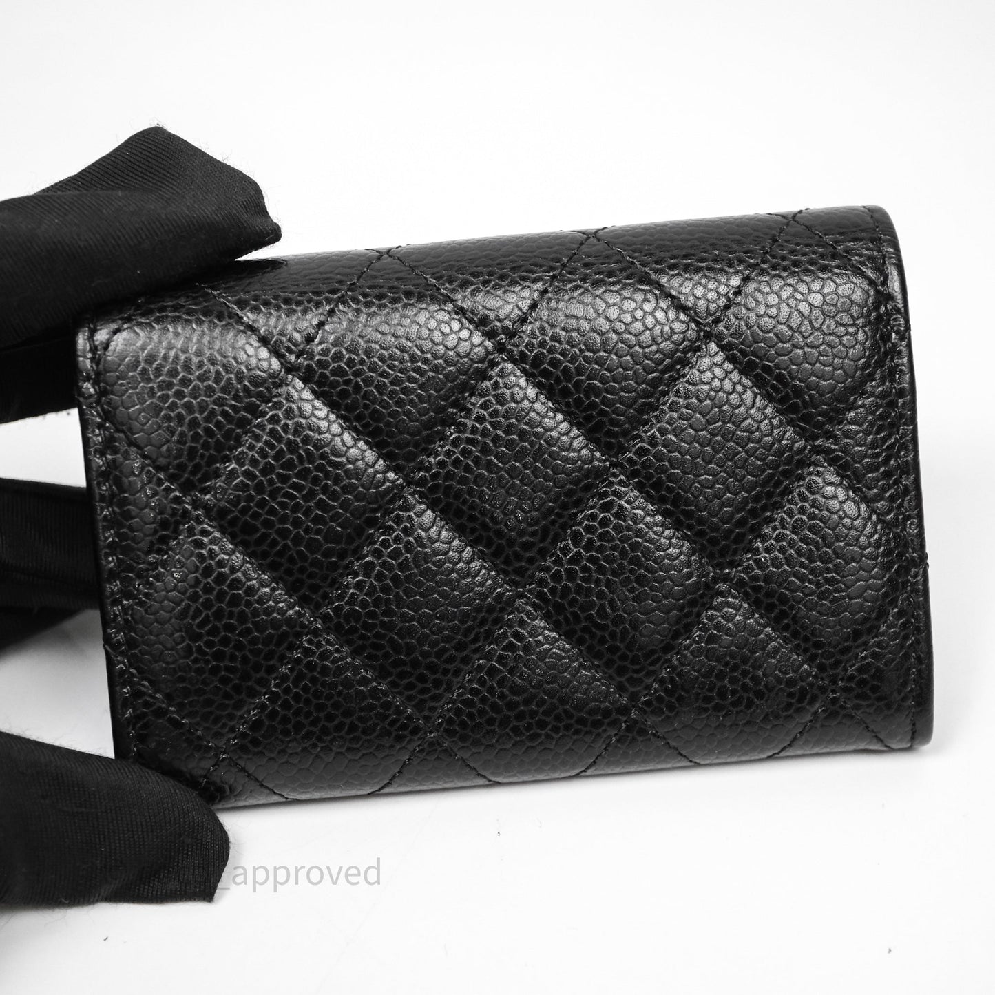Chanel Classic Quilted Flap Card Holder Black Caviar Gold Hardware