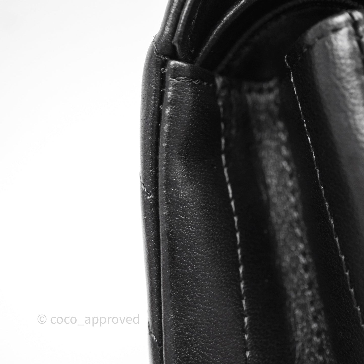 Chanel Small Classic Chevron Flap Black Lambskin Silver Hardware