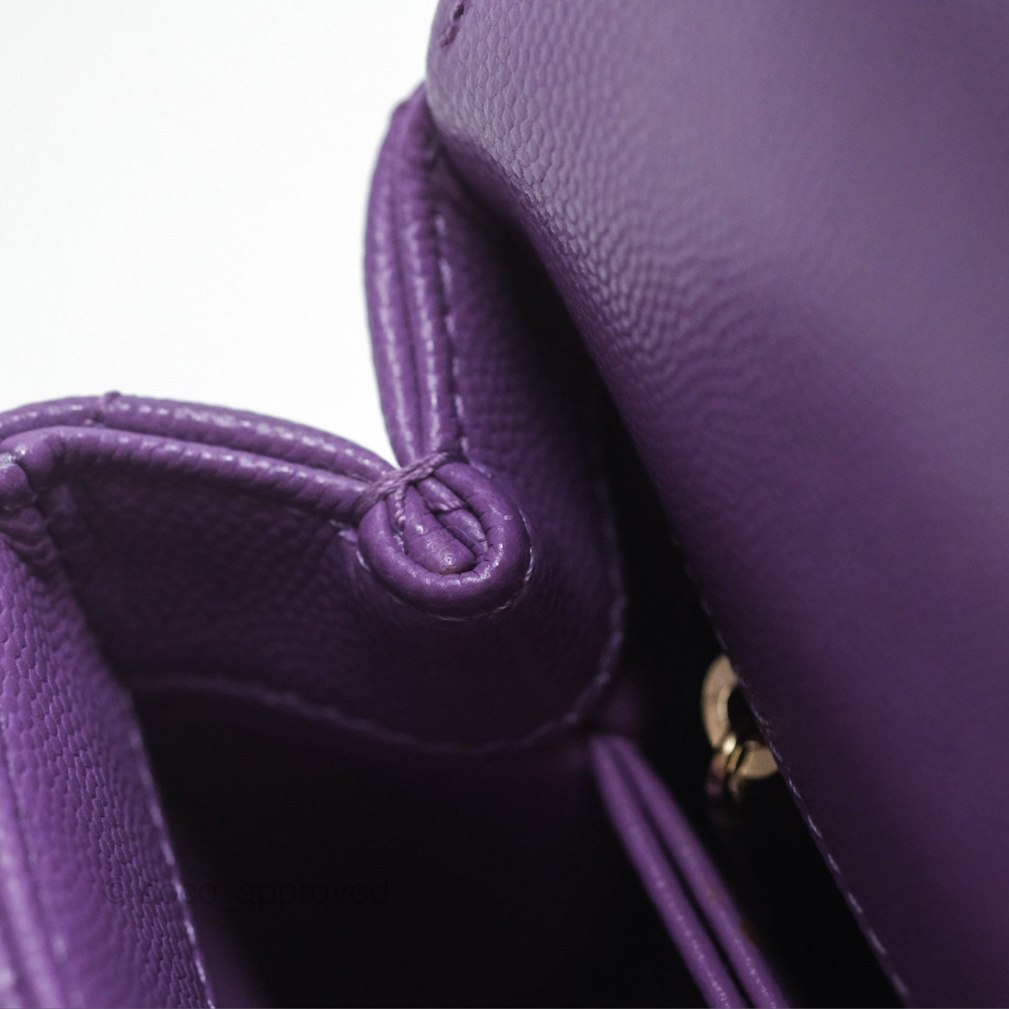 Chanel Quilted Mini Coco Handle Caviar Purple Gold Hardware